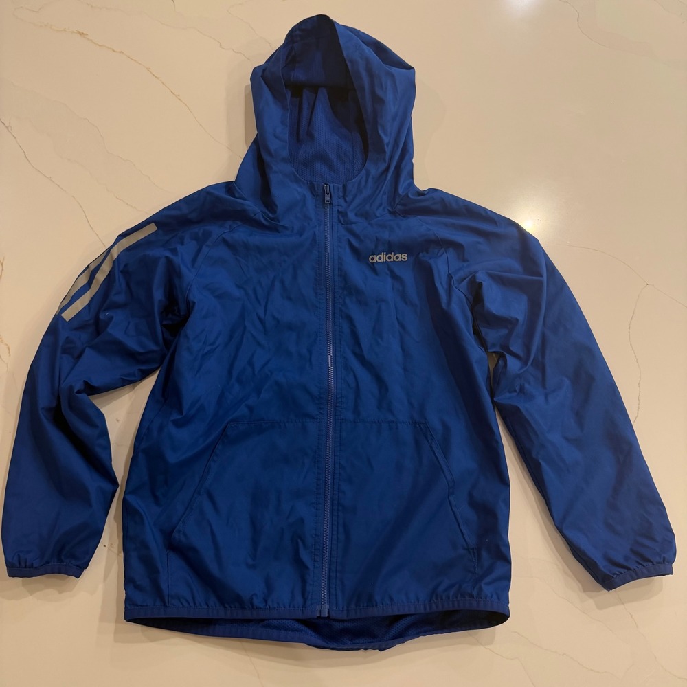 Adidas Kids Blue Hooded Track Jacket Size S 8 Lightweight Activewear‎